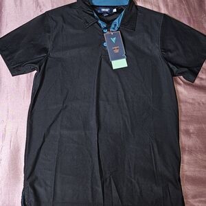 Univibe Boy's Black Short-Sleeve Polo with Teal Trim